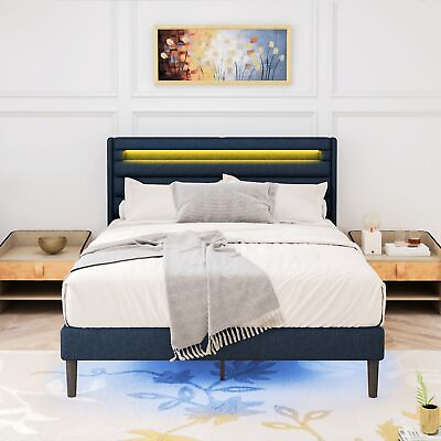 #ad Queen Size Bedframe with LED Bedside Induction Light $200.00