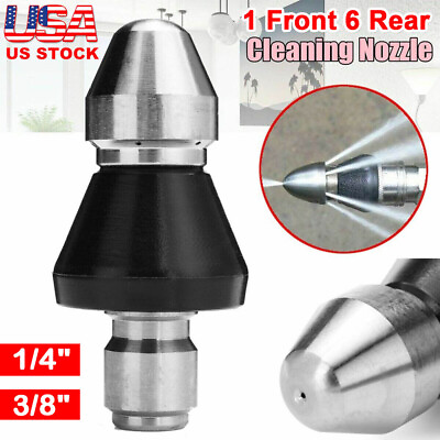 Pressure Drain Nozzle Sewer Pipe Cleaning Tool 1 Front 6 Rear Jet Adapter Kit US #ad #ad $11.00