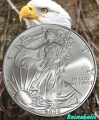#ad 2006 American Silver Eagle 1 Troy Ounce .999 Fine Silver in Capsule Free Shippin $39.95