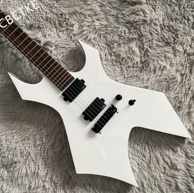 Custom White Warlock Extreme Electric Guitar HH Pickups Fixed Bridge Black Parts #ad $237.82