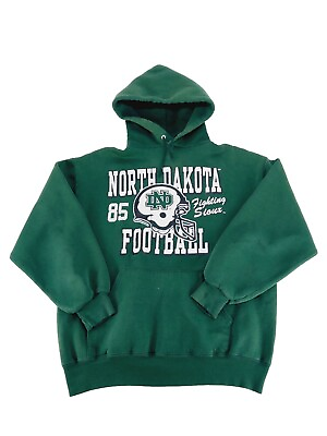 #ad Vintage North Dakota Fighting Sioux Football Hoodie Hooded Sweatshirt Mens Large $44.00
