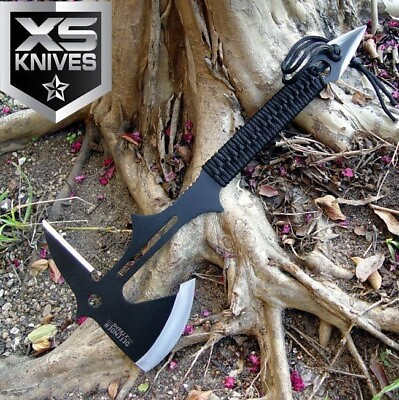 #ad Throwing AXE Black TOMAHAWK Battle HATCHET Hunting SURVIVAL Full Tang 15quot; $19.95