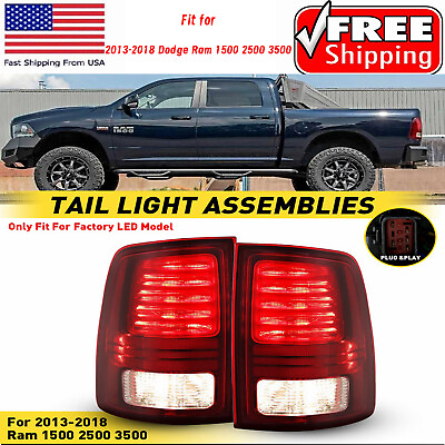 #ad Red Clear Tail Lights For 2013 2018 Dodge 1500 Ram 2500 3500 Brake Lamps A Pair $200.09