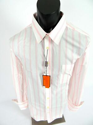 #ad Mens Pink White Stripe Shirt Gioberti Italy Big Size 3XL 4XL 5XL Chest Pocket 56 $14.95