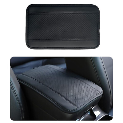 #ad Black Parts Leather Armrest Cushion Cover Center Console Box Mat Protector $7.68