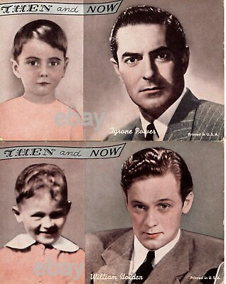 2 Arcade Cards William Holden and Tyrone Power Then and Now colorized $10.00