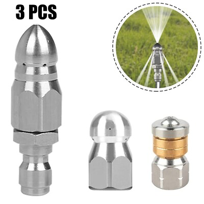 #ad 3 PCS Sewer Jetter Rotary Nozzle 1 4 in Pressure Washer Hose Quick Connect $19.78