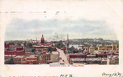 #ad Bird#x27;s Eye View St. Paul Wisconsin Early Postcard Used in 1907 $12.00