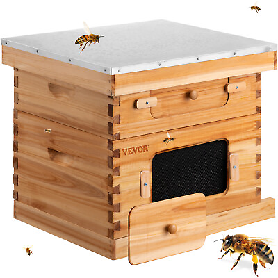 VEVOR Beehive Box Kit Bee Honey Hive 20 Frames 1 Deep 1 Medium Natural Fir Wood $124.99