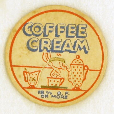 #ad ANTIQUE COFFEE CREAM MILK BOTTLE CAP DAIRY FARM RARE $12.00