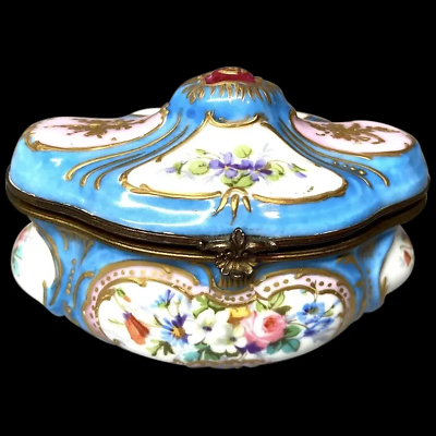 #ad #ad Antique 19th Century French Louis XVI Sevres Porcelain Box: Elegant Blue Beauty $360.00