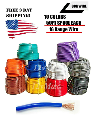 16 Gauge Cable Primary Wire 12v Automotive 10 Color Set 50 Feet Each Color CCA #ad $28.00