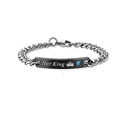 #ad Maya#x27;s Grace Stainless Steel Her King His Queen Lovers Charm Couples Bracelet $14.99