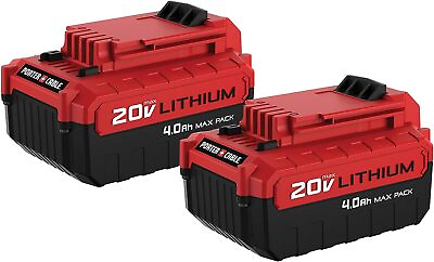#ad PORTER CABLE PCC685LP 2 pack 20V 4Ah Pack Battery for Power Tools Red Black $89.99