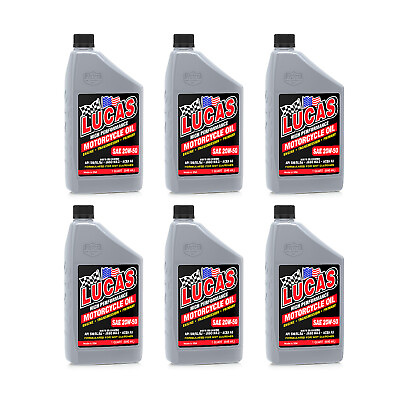 #ad Lucas Oil 10700 SAE 20W 50 Primary Motorcycle Engine Oil for Wet Clutches 6 Pcs $56.95