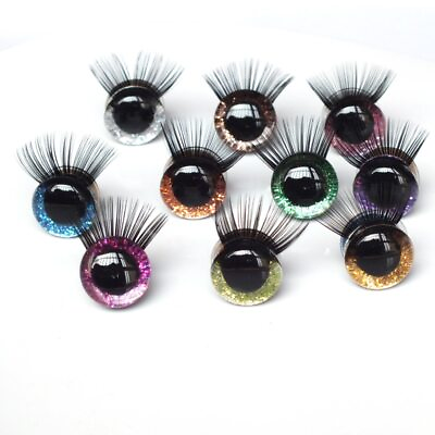 #ad New 20pcs lot 12 30mm Glitter Toy Eyes With Eyelash With Hard Washer accessories $14.39