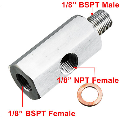 #ad 1 8 inch BSPT Oil Pressure Sensor Tee to NPT Adapter Turbo BSPT Adapter $8.95