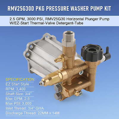 RMV2.5G30 PRESSURE WASHER PUMP AXIAL 3 4quot; SHAFT 2.5GPM 3000 PSI 3400 RPM #ad $139.97