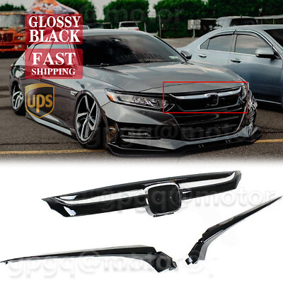#ad For Honda Accord 10th 2018 2020 Glossy Black Chrome JDM Style Front Upper Grille $58.99