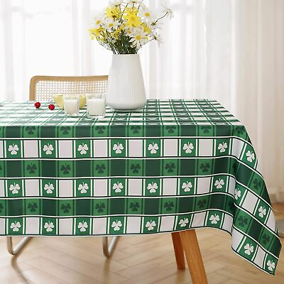 #ad St Patrick#x27;s Day Shamrock Rectangle Tablecloth 60x84 Inches Using Green Washable $38.04