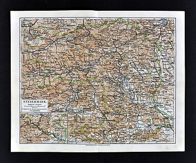 1900 Meyers Map Austria Steiermark Styria Graz Leoben Marburg Murau Audenberg #ad $11.99