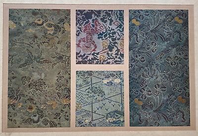 #ad Japanese Design Art c1873 Victorian Litho Silk Printing $76.00
