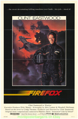 #ad FIREFOX MOVIE POSTER Original 27x41 Folded CLINT EASTWOOD 1982 FIGHTER JET $28.15