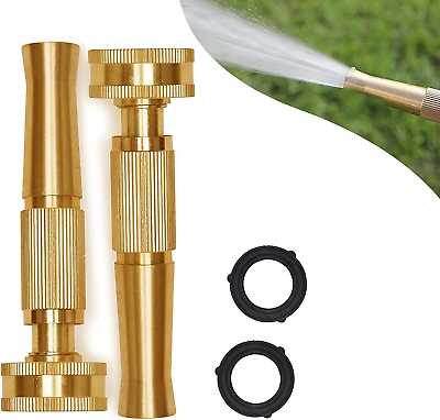 #ad Solid Brass Metal Twist Garden Hose Nozzle Heavy Duty Adjustable Power Spray At $21.13