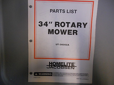Homelite Parts List Manual 34quot; Rotary Mower UT 36002A $19.99