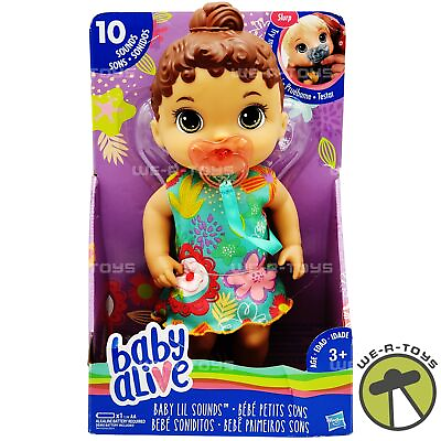 #ad Baby Alive Baby Lil Sounds: Interactive Brown Hair Baby Doll with Pacifier USED $29.95
