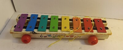 Vintage Fisher Price Pull A Tune Toy Xylophone 870 1964 1978 with Pull Cord #ad #ad $12.47