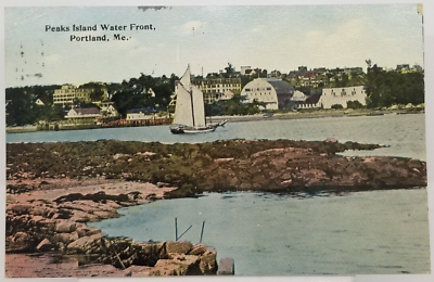 #ad #ad 1912 Peaks Island Waterfront Sailboat Portland Maine Postcard $3.50