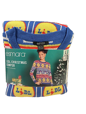 #ad Womens Lidl 2022 Christmas Xmas Bear Advert Knitted Jumper Size L New b GBP 16.92