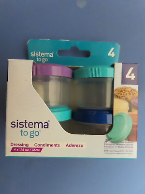 Sistema To Go 1.18 Oz. Condiment Salad Dressing Containers. Pack of 4 NEW $5.99