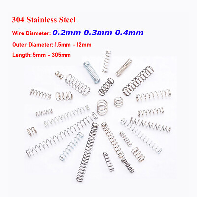 #ad Wire Dia 0.2 0.3 0.4mm Compression Spring 304 Stainless Steel Pressure Springs $2.85