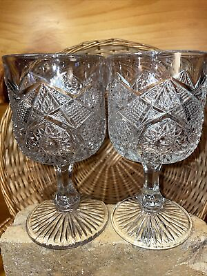 #ad EAPG Goblet Clear Wine 8 ounce Goblets MaKean Mc Mean Martec 1890s Lot of 2 $15.50