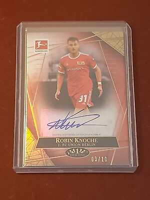 #ad 2021 22 Topps Tier One Bundesliga The Wall Auto Red 03 10 Robin Knoche $74.99