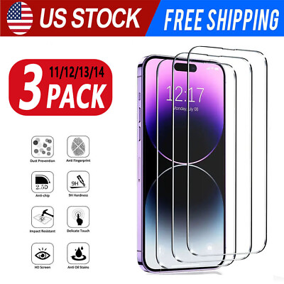 #ad Tempered Glass Screen Protector For iPhone 14 13 12 11 Pro Max X XS XR 8 7 6 $3.49