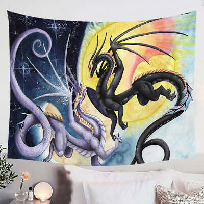 #ad Dragons War Fantasy Art Sun vs Moon Tapestry $37.90