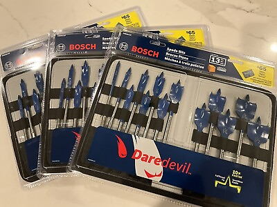 #ad 3X NEW Bosch 13 Pc. Daredevil Spade Bit Set In Pouch FREE SHIPPING $69.95