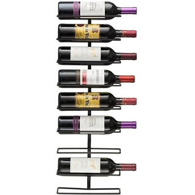#ad 8 Tier Wall Mounted Wine Rack Metal Wine Bottle Storage Display Holder $20.95