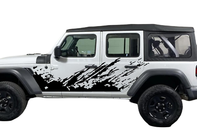 #ad Graphics Mud Splash Car Sticker Side Decal For Jeep Wrangler 4 Door Vinyl Stripe $89.99