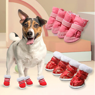#ad #ad Dog Warm Shoes Pet Snow Boots Puppy Dog Sneakers Flat Safety Lovely Pet Supplies $5.22