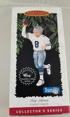 #ad 1996 HALLMARK NFL Football Legend TROY AIKMAN Ornament amp; Trading Card NIB $6.99