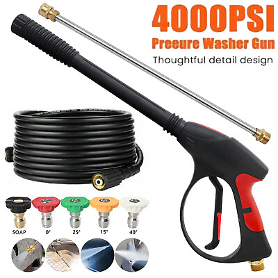 #ad #ad High Pressure 4000PSI Car Power Washer Gun Spray Wand Lance Nozzle Hose Kit M22 $41.59