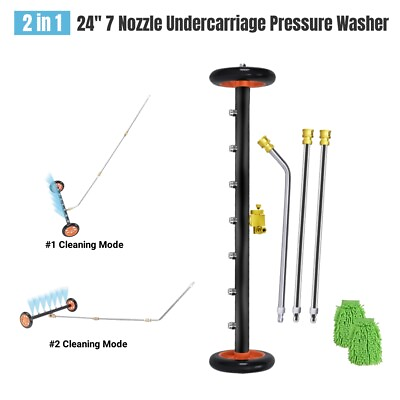 #ad Undercarriage Pressure Washer 24#x27;#x27; 7 Nozzles Water Broom 3 Extension Rods $60.99