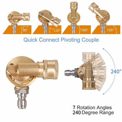 #ad #ad 1 4quot; Quick Connecting Pivoting Coupler 240 Degree Pressure Washer Spray Nozzle $16.59