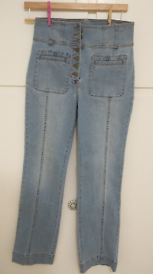 #ad Ulla Johnson Acid Wash Jeans Women’s Size 8 High Rise Button Fly Front Pocket $90.00