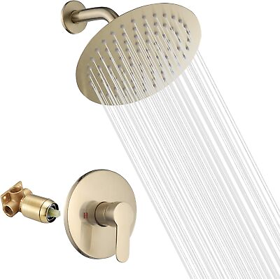 #ad Brushed Gold Shower Faucet GGStudy Single Function Shower Trim Kit 8inch Round $75.59