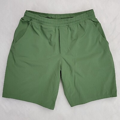 #ad #ad Lululemon Men Pace Breaker Lined Run Training Shorts Sz L Green Quick Dry Vented $33.95